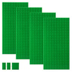 shineFinder 4 base Plates Compatible with Lego, Baseplate 5"x10" with 16 x 32 stud board (Green)