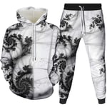 Unisexe 3D Imprimé Sweat À Capuche+Pantalon De Sport,Hommes Hoodies Jogging Bas Sweat Illusion Arbre Vortex Imprimé Blanc Survêtement Cordon De Serrage Poche Pull Ensemble pour Joggeurs Étudian