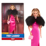 Barbie Signature Doll, Keeley Jones from Ted Lasso Wearing Pink Dress with Faux Fur Cape, Collectible with Displayable Packaging, HJW92