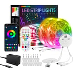 Bluetooth LED-remsa, 20M LED-remsa 360 LED 5050 RGB Vattentät, Styrd av Smartphone APP, Synkronisera med Musikrhythm/Timerfunktion