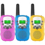 Barnens Walkie Talkies 3-pack, 3 Mil Lång Räckvidd Med Bakgrundsbelyst LCD-ficklampa Walkie Talkie--