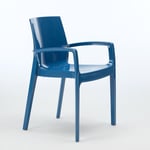 Grand Soleil - Chaise polypropylène empilable avec accoudoirs salle à manger Cream Couleur: Bleu