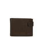 joumma bags,s.l. Adept Alan Portefeuille Horizontal avec Fermeture à clic Marron 11 x 8,5 x 1 cm Cuir, Marron, Portefeuille Horizontal avec Fermeture à clic