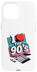 Coque pour iPhone 15 I Love The 90's Cassette Player Music Tape Recorder