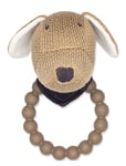 Smallstuff Rattle, Silic Ring W. Knitted Dog, Nature Beige