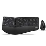 Perixx Periduo-605, Wireless Ergonomic Split Keyboard and Vertical Mouse Combo, Adjustable Palm Rest and Membrane Low Profile Keys, UK QWERTY