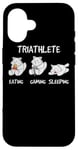 iPhone 16 Gamer Triathlete Gaming Cat Plays Video Game Gamer Case