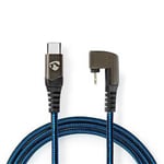 USB 2.0-kabel, C till 180° Lightning, blå/svart, 2 meter