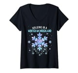 Womens Walking In A Winter Wonderland Tie Dye Snowflake Christmas V-Neck T-Shirt