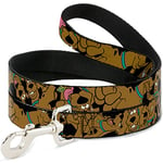 Buckle-Down Scooby Doo Laisse pour chien empilée en gros plan Noir Disponible en différentes longueurs et largeurs pour chiens et chats de petite, moyenne et grande taille, 1,8 m de long – 1,27 cm de large