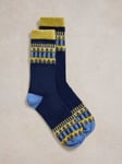 White Stuff Pop Fairisle Wool Blend Socks, Navy/Multi