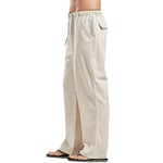 Mens Summer Beach Loose Cotton Linen Pants Yoga Drawstring Elasticated Trousers