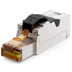 deleyCON 1x Connecteur RJ45 10 Gbit/s sans Outil Pince Coupante LSA pour LAN Ethernet Câble de Pose - pour Câbles Réseau CAT6a CAT7 CAT7a CAT8 Câble PoE Blindé Boîtier Métallique