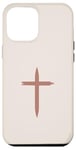 Coque pour iPhone 12 Pro Max Croix chrétienne Boho minimaliste beige jésus religieux