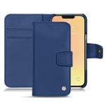 Housse cuir Apple iPhone 13 - Rabat portefeuille - Bleu - Cuir saffiano - Neuf