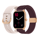 Montre Connectée Rainbow Pro S Or Rose Silicone + bracelet bordeaux nylon