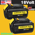 2X For DeWalt DCB184 18V Li-ion 8 Ah XR Slide Battery Twin pack Long Life Trade