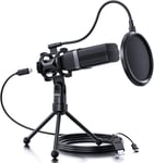 Pc Usb Microphone 16Mm Core Microphone Ultra Clair Condensateur Streaming Microphone Avec Shockmount, Pop Filter, Tripod Et Mute Button, Microphone Pour Mac/Windows/Mobile, Youtube/Ps4/5[X1676]