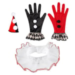 W WIDMANN MILANO Party Fashion - Set de déguisement, mini-chapeau, col, gants, cirque, clown tueur Carnaval, fête à thème