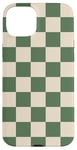 iPhone 15 Plus Green and Cream Classic Checkered Big Vintage Checkerboard Case