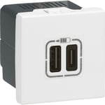 Mosaic USB-laddare 2 x typ C 3.0A 15W 2M vit