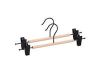 Domoletti Metal Hanger Wood Round Bar Black 2Pcs