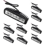 10PCS 18W Phare de Travail Carre a Leds Angle 60 dc 12V-24V Quad Camion Bateau Tracteur Offroad Impermeable - Randaco