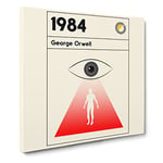 Book Cover 1984 George Orwell Modern Canvas Wall Art Print Ready to Hang, Framed Picture for Living Room Bedroom Home Office Décor, 20x20 Inch (50x50 cm)