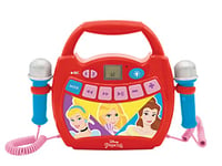 Lexibook- Disney Princesses, Mon Premier Lecteur Musical karaoké avec micros, sans Fil, Fonctions Enregistrement et Changement de Voix, pour Enfant, rouge, MP300DPZ