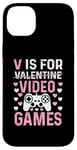 Coque pour iPhone 14 Plus V est pour les jeux vidéo, la Saint-Valentin, Funny Gamer, pour hommes et garçons