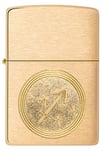 Zippo - Sagittarius Emblem - Brass Brushed - Essence Briquet Coupe-Vent, Rechargeable, dans Une boîte Cadeau de Haute qualité 60006110