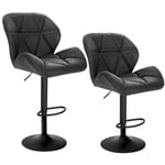 WOLTU BH287sz-2 Lot de 2 Tabouret de Bar réglable en Hauteur Chaise Haute pour Bar avec Dossier siège rembouré en Similicuir Pied en métal,Noir