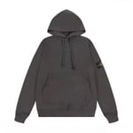 Sten Trendig amerikansk Stone Island-emblem Huvtröja i ren bomull för män Kvinnor High Street lös kappa hoodie Mörkgrå Dark Grey M Dark Grey M