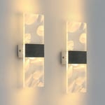 2 Pcs Applique Murale Interieur Led 12W, 3000K Lumière Blanche Chaude Lampe Murale Led Moderne en Acrylique Plume, Applique Murale Simple Moderne