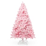 Sapin de Noel Artificiel 180 cm Rose avec Décoration Floquée Dodue avec Flocons de Neige, 808 Feuilles de Pin Pointues en PVC et Base Stable, Sapin de Noël pour Décorations de Noël