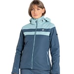 Dare 2b Rapport Veste de ski tissu recyclé imperméable et respirant, jupe pare-neige, coutures étanches, 2 poches inférieures zippées capuche technique réglable Femme 36 Multicolore (Orion Grey)