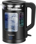 GABERLEE Electric Kettle, 1.7L, 3000W Fast Boil Quiet Glass Kettle with Blue and