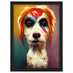 Doppelganger33 LTD Aladdin Sane Ziggy Stardust Terrier Dog Fun Quirky Painting Artwork Framed Wall Art Print A4