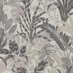 Papier peint floral Profhome 378604-GU papier peint intissé légèrement texturé avec un dessin exotique mat gris blanc 5,33 m2