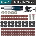 Perceuse électrique sans fil,batterie aste Dremel Perceuse électrique Dremel calcul travail gravure bricolage pour graveur perceuse sans fil - Type Set 3