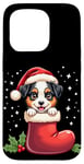 Coque pour iPhone 15 Pro Australian Shepherd Christmas Stocking Puppy Dog Lover