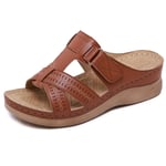 YCKZZR Ladies Sandals Women's Summer Open Toe Comfy Comfort Sandals Low Heels Wedge Walking Sandals Slipper Women's Daily Sandals for Women Girl,Brown,43