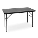 Relaxdays Table pliante de jardin BASTIAN rectangle HlxlxP 74 x 121,5 x 61 cm Camping pliable BASTIAN en aspect rotin Terrasse, noir