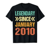 Funny 15th Birthday Born In January Legendary Since Jan 2010 T-Shirt