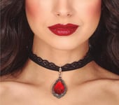 FIESTAS GUIRCA | Collier Ras du Cou avec Rubis (5 cm) - Bijou pour Costume de Princesse, Marquise et Vampiresse pour Halloween et Fêtes Costumées - Accessoire Idéal pour Femme Adulte - Noir