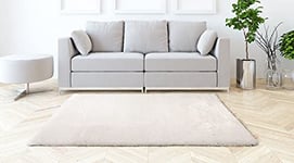 Intempora - Tapis Salon, Chambre Uni Blanc Shaggy à Poils Longs et Doux 150x200cm