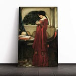 Big Box Art Canvas Print Wall Art John William Waterhouse The Crystal Ball | Mounted & Stretched Box Frame Picture | Home Decor for Kitchen, Living Room, Bedroom, Hallway, Multi-Colour, 24x16 Inch