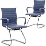 Wahson Office Chairs - Lot de 2 Chaises de Bureau en Similicuir avec Accoudoirs Chromés Chaise de Réception en Base Métal Chaise de Conférence