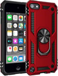 ULAK iPod Touch 7 Case, iPod Touch 5/6 [Military Grade] Dual Layer Protective Case with Stand Function, Soft TPU Bumper Hard Case for Apple iPod Touch 5th / 6th / 7th Gen - Red