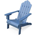 Fauteuil de jardin en bois - Adirondack Salamanca bleu grisé - Eucalyptus . chaise de terrasse retro. siège de plage - Bleu grisé